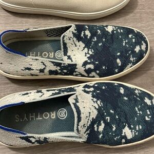 Rothy's Slip-On Sneakers - Beige and Blue